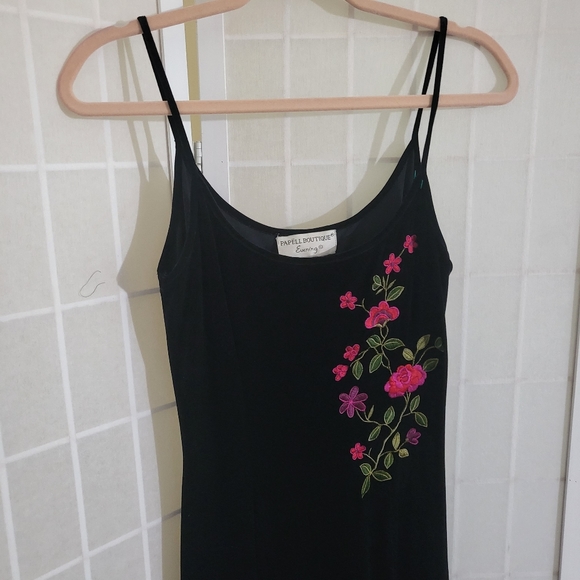 Vintage Maxi Velvet Black Dress 8 - Picture 3 of 7